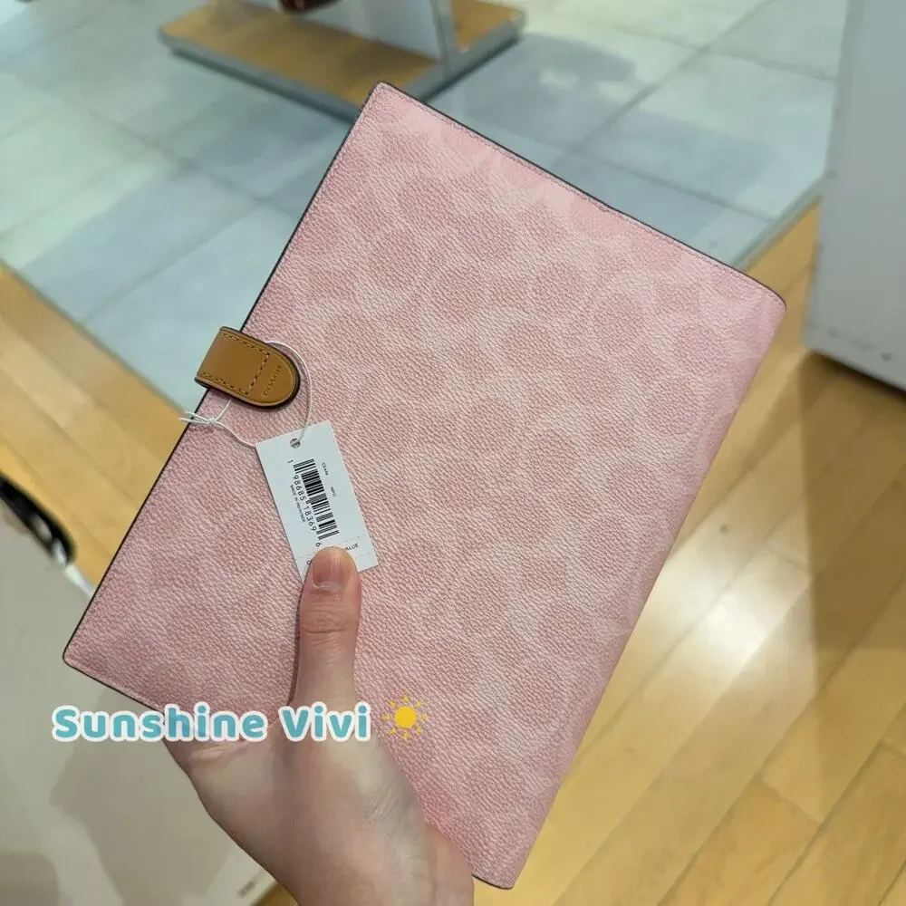 NWT Coach Notebook In Signature Canvas Gold/Powder Pink CEA49